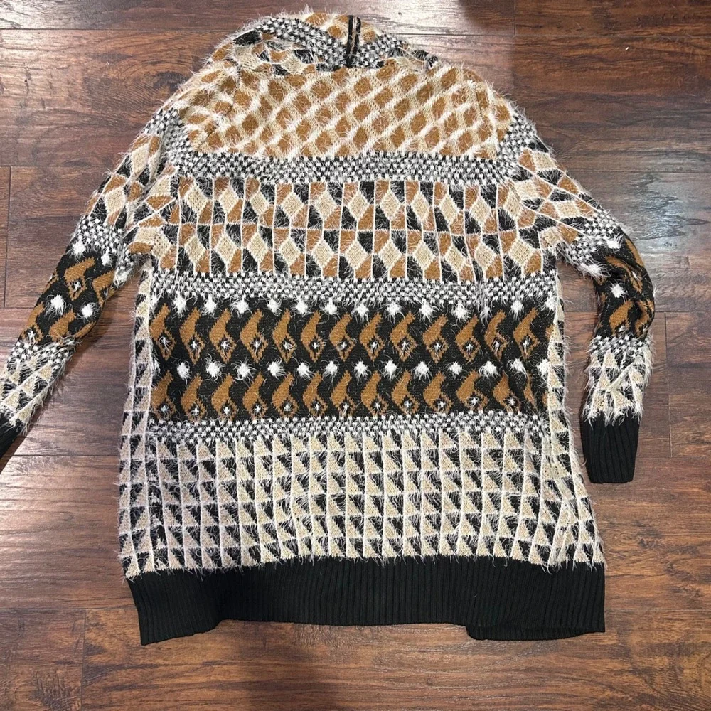 Oliver Fuzzy Knit Cardigan‎ Leopard Print bohemian Sweater Women's Size L New